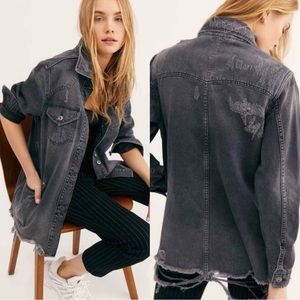 FREE PEOPLE Moonchild Denim Shirt Jacket Black